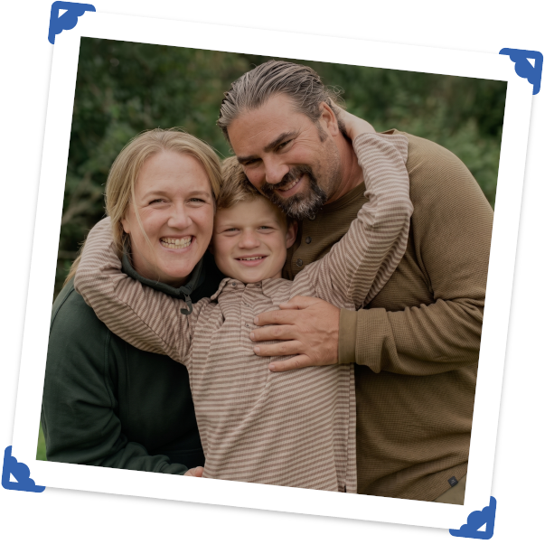 Family photo of Jayson and Charlotte, with their son, local victoria owners of Blue Meadow Landscaping.
